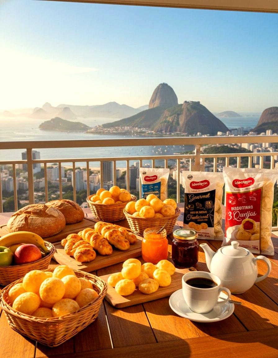 Portfólio Idealpan completo na varanda com Pão de Açúcar ao fundo