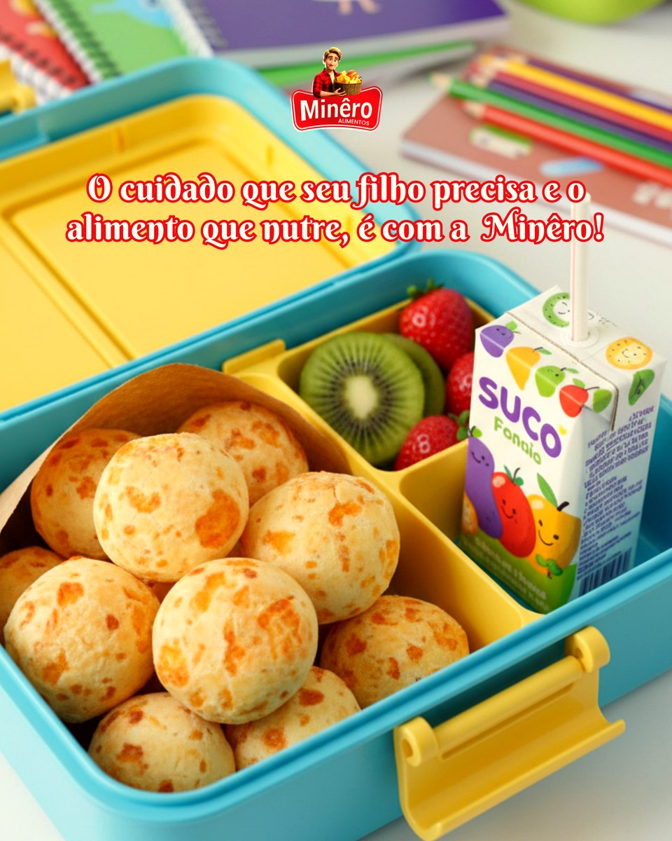 Lancheira escolar com pães de queijo Minêro